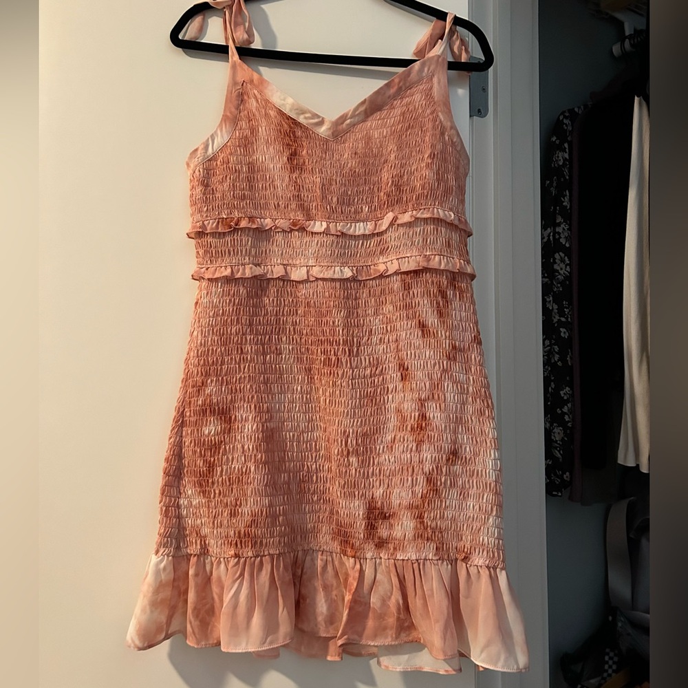 Pink tie dye fitted mini dress